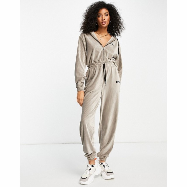 エイソス ASOS DESIGN レディース オールインワン ジャンプスーツ ワンピース・ドレス Cord Sporty Zip Through Jumpsuit In Mushroom ラ