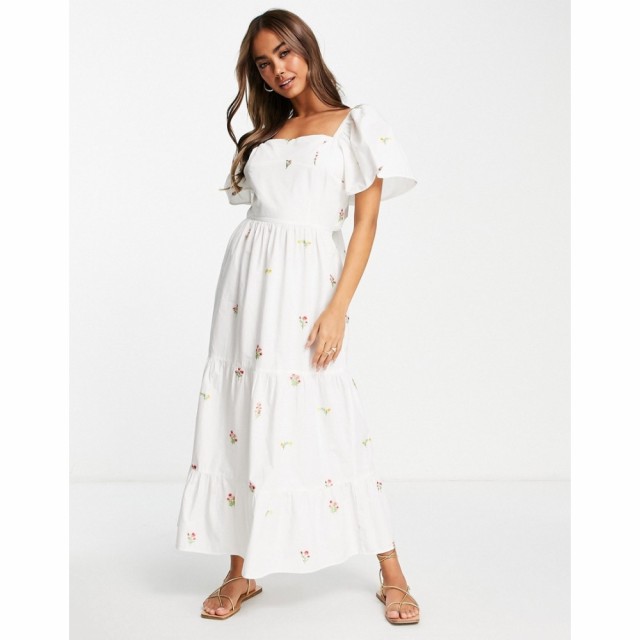 ミス セルフリッジ Miss Selfridge レディース ワンピース マキシ丈 ワンピース・ドレス Bow Back Embroidered Poplin Maxi Dress In Cre