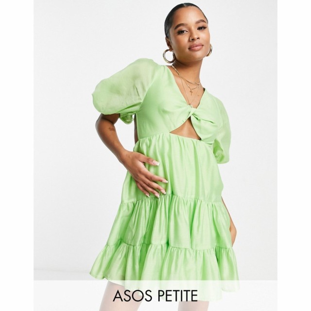 エイソス ASOS Petite レディース ワンピース Ａライン ワンピース・ドレス Petite Tiered Voile Mini Dress With Twist Front Detail In