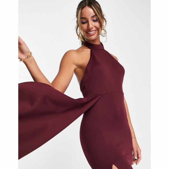 エイソス ASOS DESIGN レディース ワンピース マキシ丈 ワンピース・ドレス Halter Maxi Dress In Deep Red ディープレッド