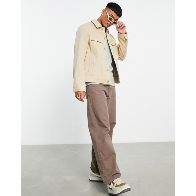 エイソス ASOS DESIGN メンズ ジャケット アウター Cord Western Jacket In Stone ホワイト