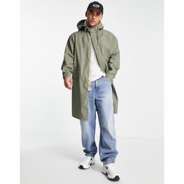 エイソス ASOS DESIGN メンズ レインコート アウター Shower Resistant Rubberised Rain Jacket In Khaki カーキ