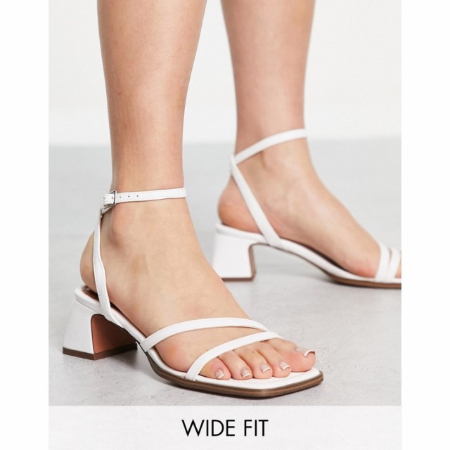 エイソス ASOS DESIGN レディース サンダル・ミュール シューズ・靴 Wide Fit Hampton Block Mid Heeled Sandals In White ホワイト