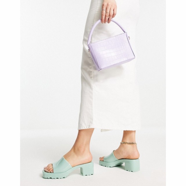 エイソス ASOS DESIGN レディース サンダル・ミュール シューズ・靴 Heat Jelly Heeled Mules In Sage Green セージグリーン