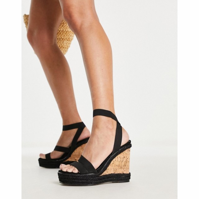 エイソス ASOS DESIGN レディース シューズ・靴 ウェッジソール Trinity Elastic Strappy Wedges In Black ブラック