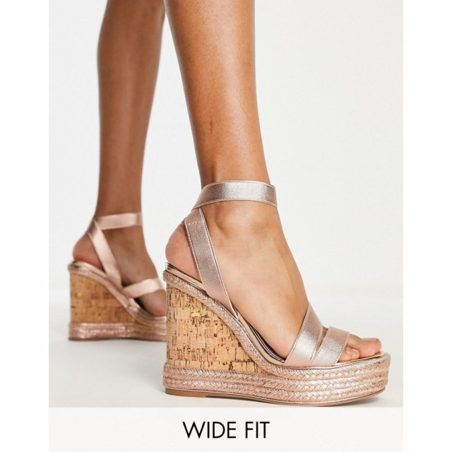 エイソス ASOS DESIGN レディース シューズ・靴 ウェッジソール Wide Fit Trinity Elastic Strappy Wedges In Rose Gold ローズゴールド