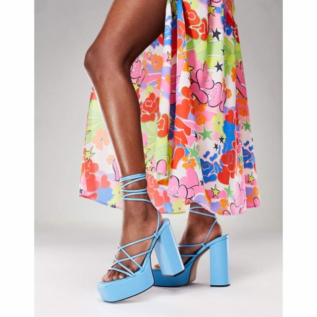 エイソス ASOS DESIGN レディース サンダル・ミュール シューズ・靴 Nanon Strappy Platform Heeled Sandals In Blue ブルー