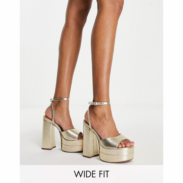 エイソス ASOS DESIGN レディース サンダル・ミュール シューズ・靴 Wide Fit Nix Platform Heeled Sandals In Gold ゴールド