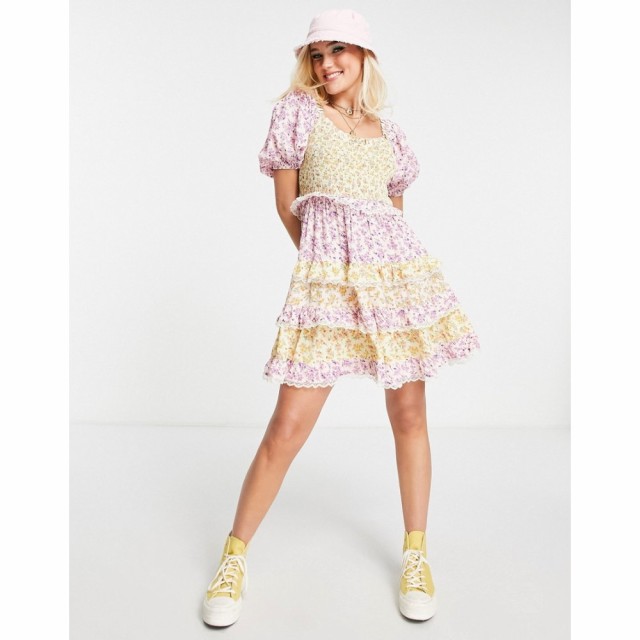 ミス セルフリッジ Miss Selfridge レディース ワンピース ワンピース・ドレス Frill Detail Fit And Flare Mini Dress In Mixed Ditsy P