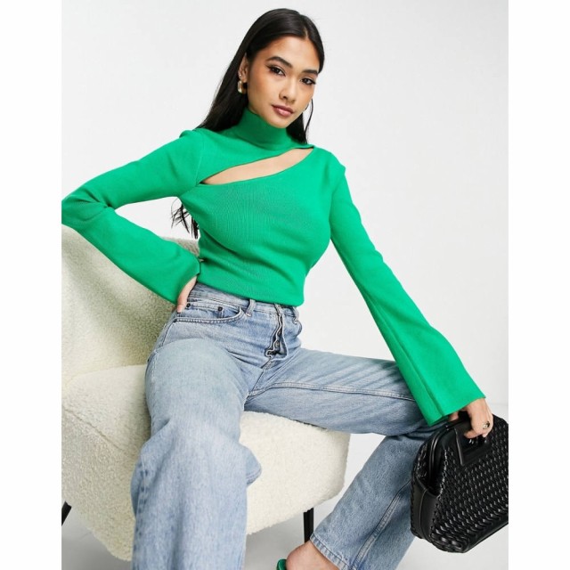 プリティーラビッシュ Pretty Lavish レディース トップス Cut Out Knit Top Co-Ord In Bright Emerald エメラルドグリーン