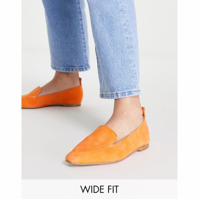 エイソス ASOS DESIGN レディース ローファー・オックスフォード シューズ・靴 Wide Fit Miley Suede Loafers In Orange オレンジ