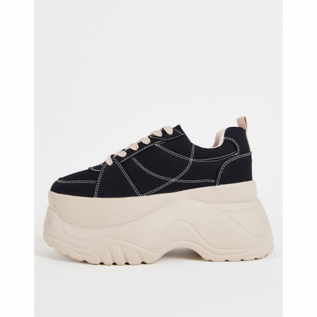 エイソス ASOS DESIGN レディース スニーカー シューズ・靴 Duke Canvas Chunky Trainers In Black ブラックミックス