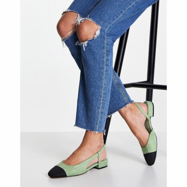 エイソス ASOS DESIGN レディース スリッポン・フラット シューズ・靴 Lively Slingback Ballet Flats In Green Tweed