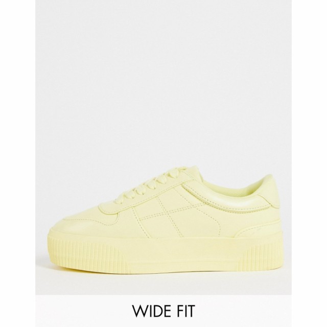 エイソス ASOS DESIGN レディース スニーカー 厚底 レースアップ シューズ・靴 Wide Fit Duet Flatform Lace Up Trainers In Yellow イエ