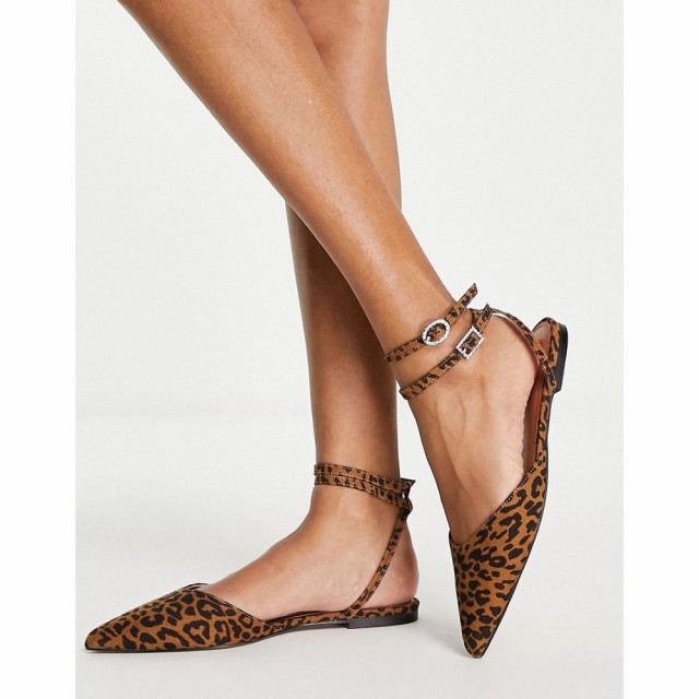 エイソス ASOS DESIGN レディース スリッポン・フラット シューズ・靴 Ladyluck Embellished Buckle Ballet Flats In Leopard レオパード