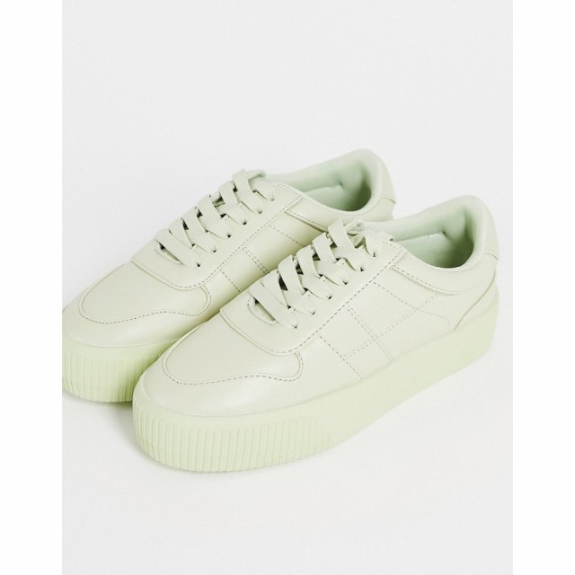 エイソス ASOS DESIGN レディース スニーカー 厚底 レースアップ シューズ・靴 Duet Flatform Lace Up Trainers In Green グリーン