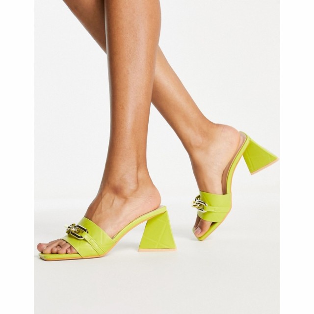 グラマラス Glamorous レディース サンダル・ミュール シューズ・靴 Quilted Mid Heel Mule Sandals In Yellow イエロー