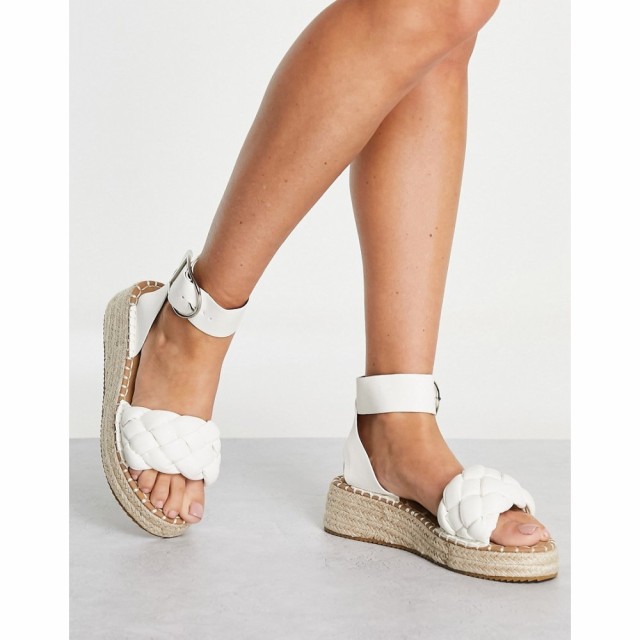 グラマラス Glamorous レディース エスパドリーユ 厚底 サンダル・ミュール シューズ・靴 Plaited Espadrille Flatform Sandals In White