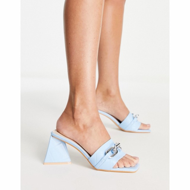 グラマラス Glamorous レディース サンダル・ミュール シューズ・靴 Quilted Mid Heel Mule Sandals In Blue ブルー