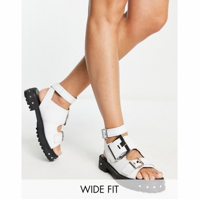 エイソス ASOS DESIGN レディース サンダル・ミュール フラット Wide Fit Finchley Premium Leather Chunky Flat Sandals With Buckles I