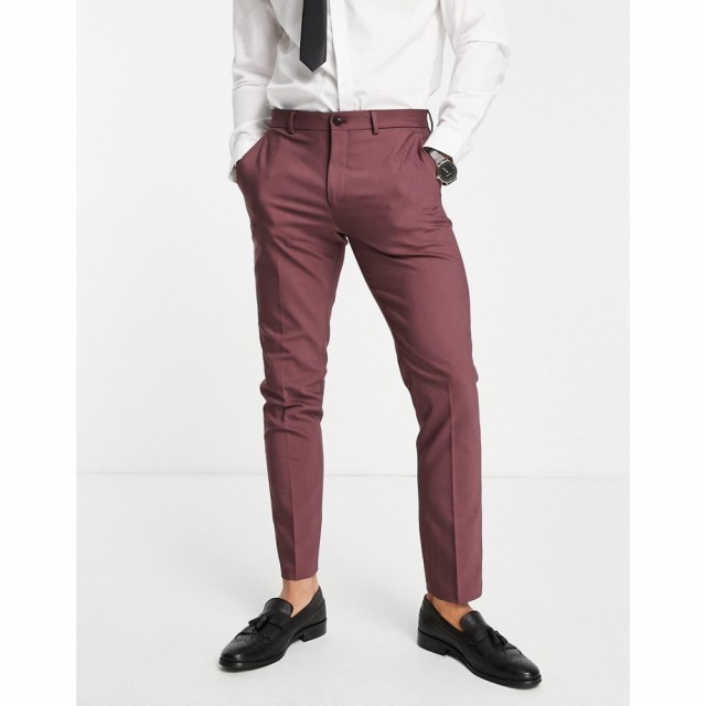 ジャック アンド ジョーンズ Jack and Jones メンズ スラックス スリム スキニー・スリム Premium Slim Fit Sateen Suit Trousers In Bur