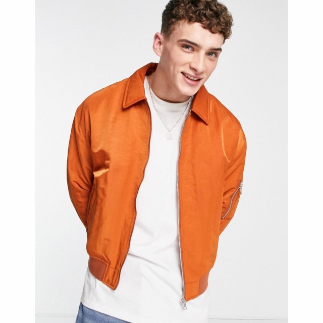 エイソス ASOS DESIGN メンズ ブルゾン ミリタリージャケット アウター Washed Oversized Bomber Jacket With Ma1 Pocket In Rust マスタ