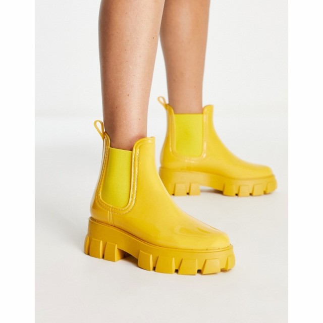 エイソス ASOS DESIGN レディース レインシューズ・長靴 チェルシーブーツ シューズ・靴 Giana Chunky Chelsea Rain Boots In Yellow イ