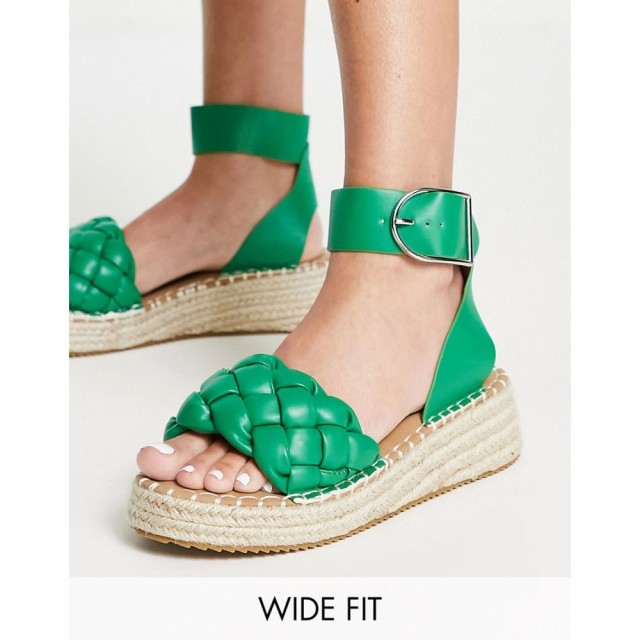 グラマラスワイドフィット Glamorous Wide Fit レディース エスパドリーユ 厚底 サンダル・ミュール Plaited Espadrille Flatform Sandal