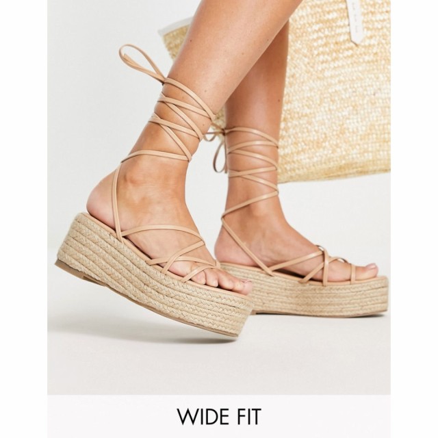 グラマラスワイドフィット Glamorous Wide Fit レディース エスパドリーユ 厚底 シューズ・靴 Strappy Espadrille Flatform In Tan