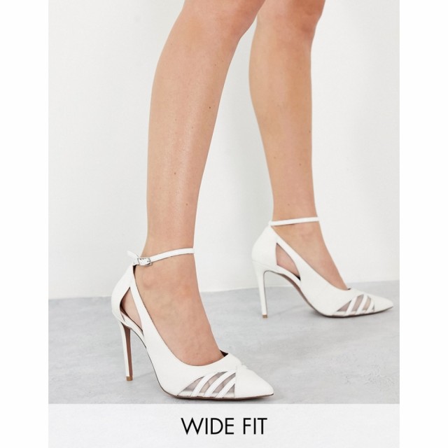 エイソス ASOS DESIGN レディース パンプス シューズ・靴 Wide Fit Poster Cut Out High Heeled Court Shoes In White ホワイト