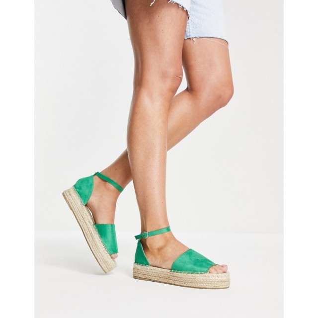 サウスビーチ South Beach レディース エスパドリーユ 厚底 サンダル・ミュール シューズ・靴 Flatform Espadrille Sandals In Green