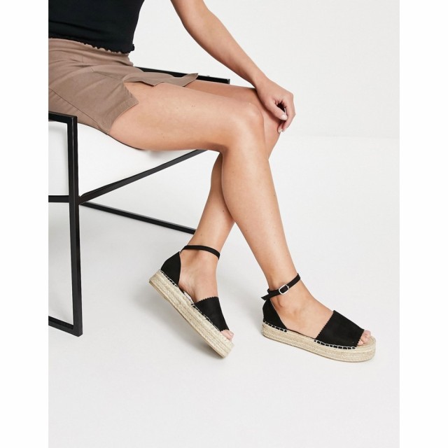 サウスビーチ South Beach レディース エスパドリーユ 厚底 サンダル・ミュール シューズ・靴 Flatform Espadrille Sandals In Black ブ