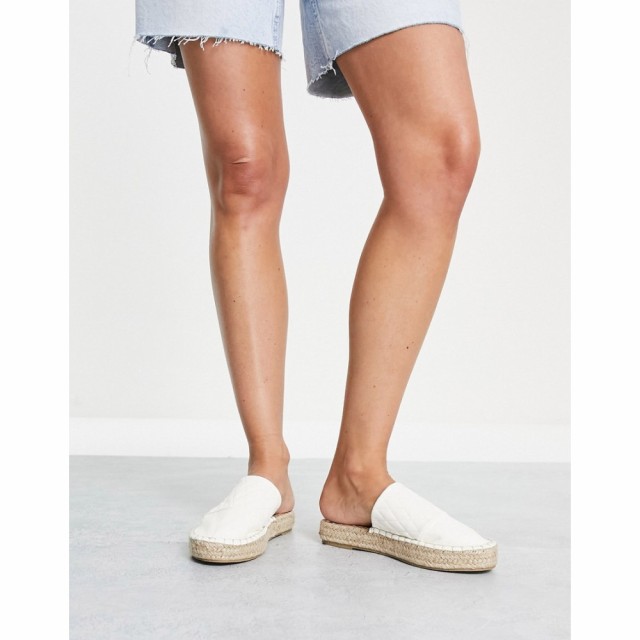 サウスビーチ South Beach レディース エスパドリーユ サンダル・ミュール シューズ・靴 Toe Cap Espadrille Mules In White Quilt ホワ