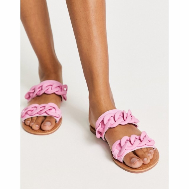 サウスビーチ South Beach レディース サンダル・ミュール シューズ・靴 Chain Trim Double Band Sandals In Pink ピンク