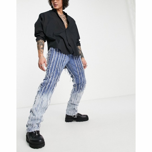 ジェイディッド ロンドン Jaded London メンズ ジーンズ・デニム ボトムス・パンツ Straight Leg Jeans In Faded Blue With Frayed Panel