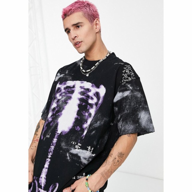 ジェイディッド ロンドン Jaded London メンズ Tシャツ トップス Oversized T-Shirt In Black With X-Ray Skeleton Print ブラック