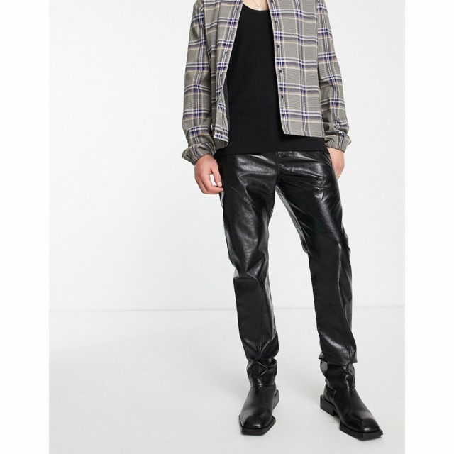 ジェイディッド ロンドン Jaded London メンズ ジーンズ・デニム ボトムス・パンツ Straight Leg Faux Leather Jeans In Black With Pane