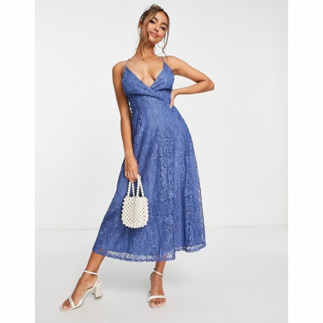 エイソス ASOS DESIGN レディース パーティードレス レースアップ ミドル丈 ワンピース・ドレス Lace Prom Midi Dress With Lace Up Back