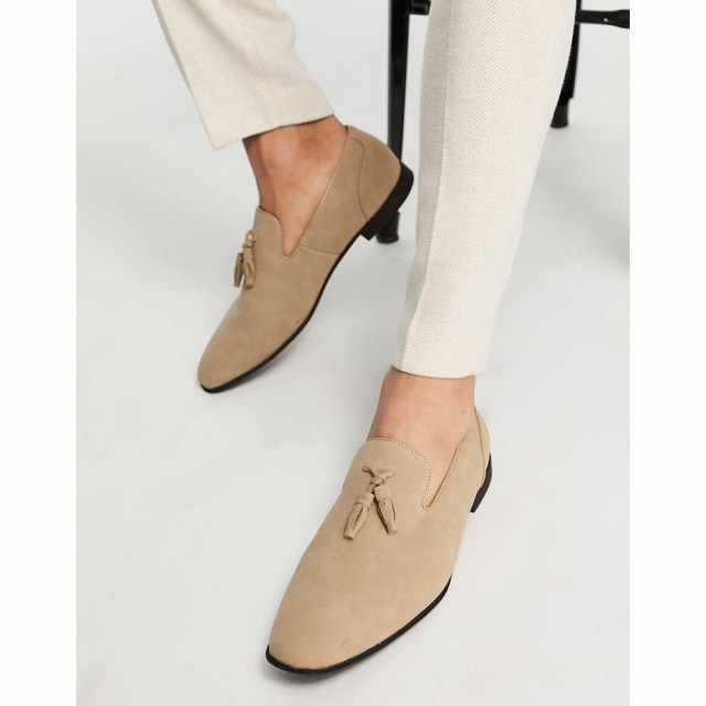 エイソス ASOS DESIGN メンズ ローファー シューズ・靴 Loafers In Stone Faux Suede ベージュ