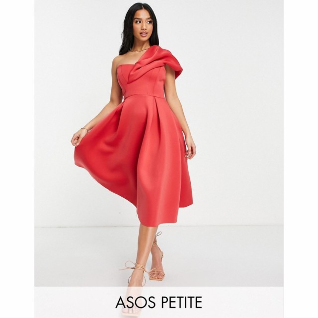 エイソス ASOS Petite レディース パーティードレス ワンピース・ドレス Petite One Shoulder Ruffle Prom Dress In Bright Pink ホット