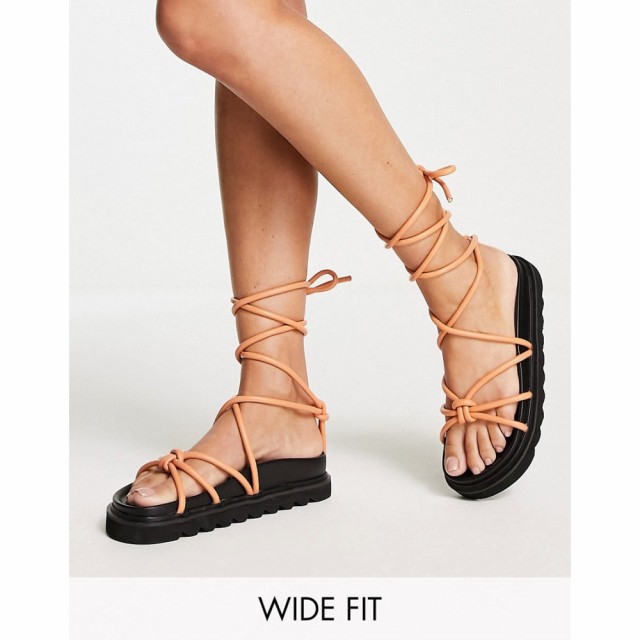 トップショップ Topshop レディース サンダル・ミュール シューズ・靴 Wide Fit Poppie Tie Up Chunky Sandal In Peach アプリコット