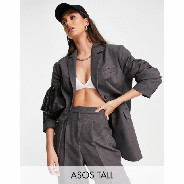 エイソス ASOS Tall レディース スーツ・ジャケット アウター Tall Masculine Suit Blazer In Charcoal チャコール