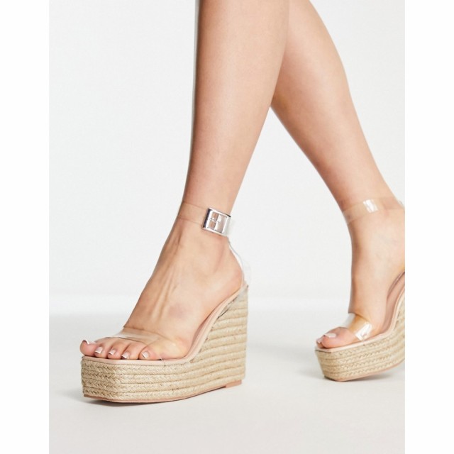 パブリックディザイア Public Desire レディース エスパドリーユ Peachy Sun Espadrille Wedge Heeled Sandals In Beige With Clear Stra