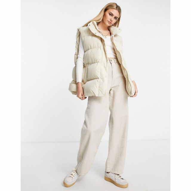 エイソス ASOS EDITION レディース ベスト・ジレ トップス Oversized Padded Gilet In Pebble ホワイト