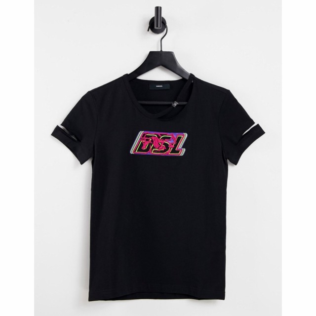 ディーゼル Diesel レディース Tシャツ トップス Cut Out Sleeve Graphic A2 T-Shirt In Black ブラック