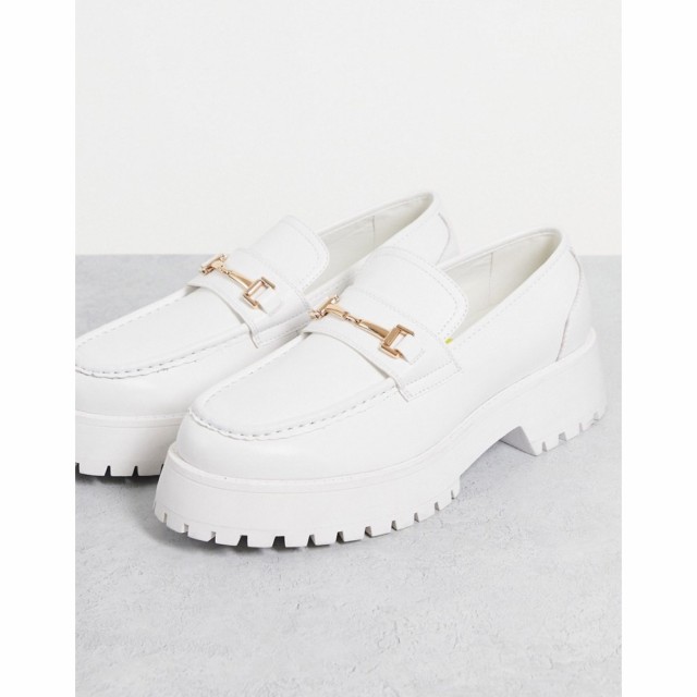 エイソス ASOS DESIGN メンズ ローファー シューズ・靴 Loafer In White Faux Leather On Chunky Sole ホワイト