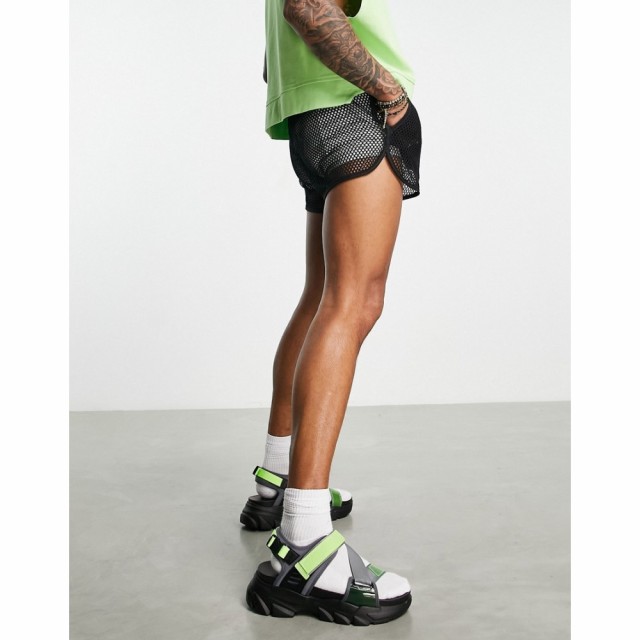 エイソス ASOS DESIGN メンズ サンダル シューズ・靴 Tech Sandals In Black And Neon Green On Chunky Sole マルチカラー