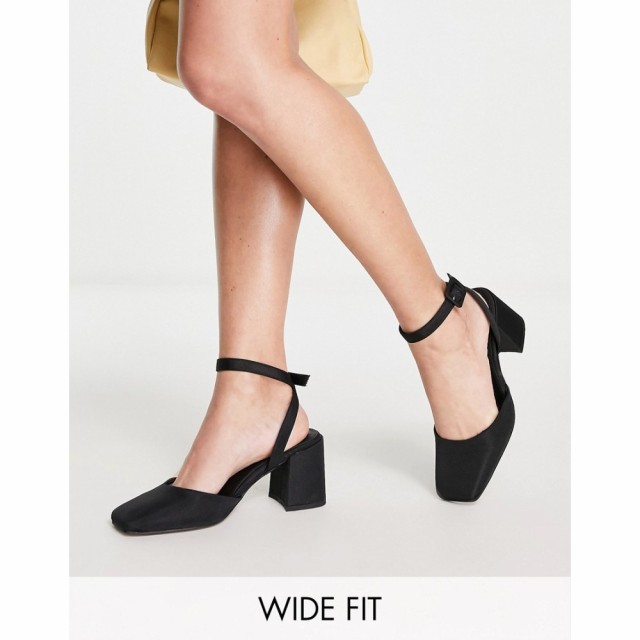 エイソス ASOS DESIGN レディース ヒール シューズ・靴 Wide Fit Stelle Block Heeled Mid Shoes In Black ブラック