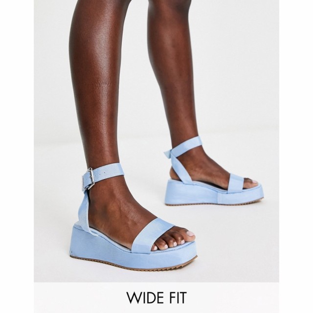 エイソス ASOS DESIGN レディース サンダル・ミュール 厚底 シューズ・靴 Wide Fit Tati Flatform Sandals In Blue ブルー