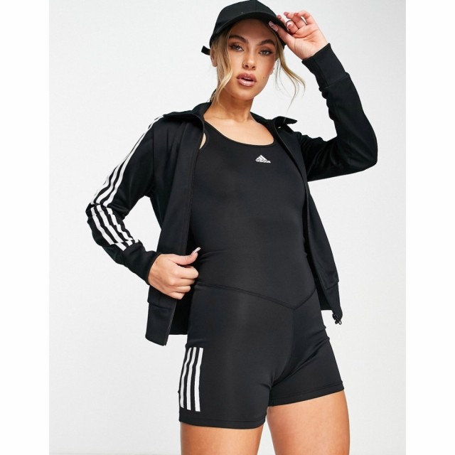 アディダス adidas performance レディース オールインワン ショート ワンピース・ドレス Adidas Training Hyperglam 3 Stripe Playsuit